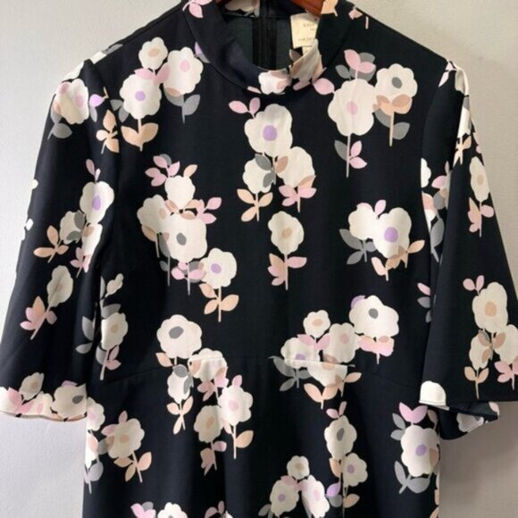 KATE SPADE NEW YORK Black Whimsies Posy Floral Swing Dress Size 10 - Picture 4 of 11